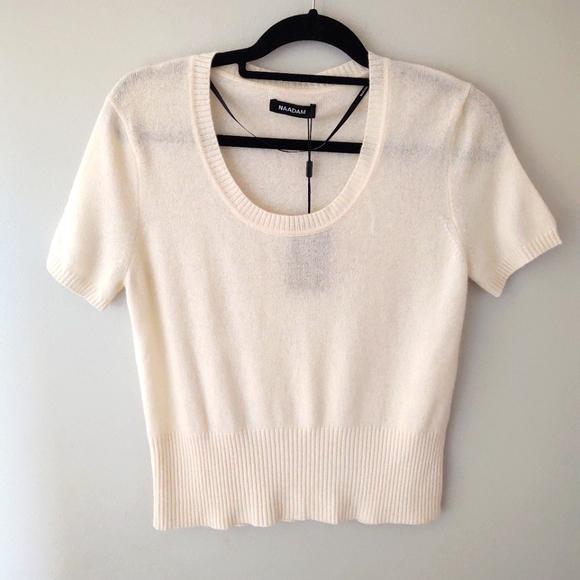 NAADAM Sweaters - Naadam cream short sleeve slightly cropped cashmere sweater size women's large